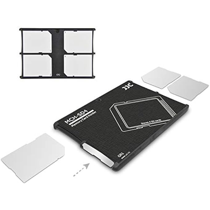 JJC 4 SLOTS SD CARD HOLDER CASE, SD CARD CASE ORGANIZER SLIM ULTRA-THIN, CREDIT CARD SIZE LIGHTWEIGHT PORTABLE SD SDHC SDXC MEMORY CARD CARRYING CASE - Image 1