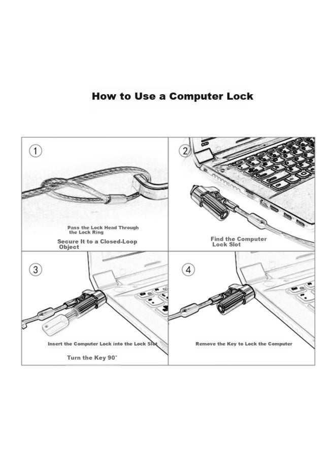 Linkstone Laptop Lock Security Anti-theft Key Lock Standard Keyhole Compatible With Lenovo Asus Thinkpad Hasee Msi Acer Mechanical Revolution Universal Lock 2.2m - Image 3