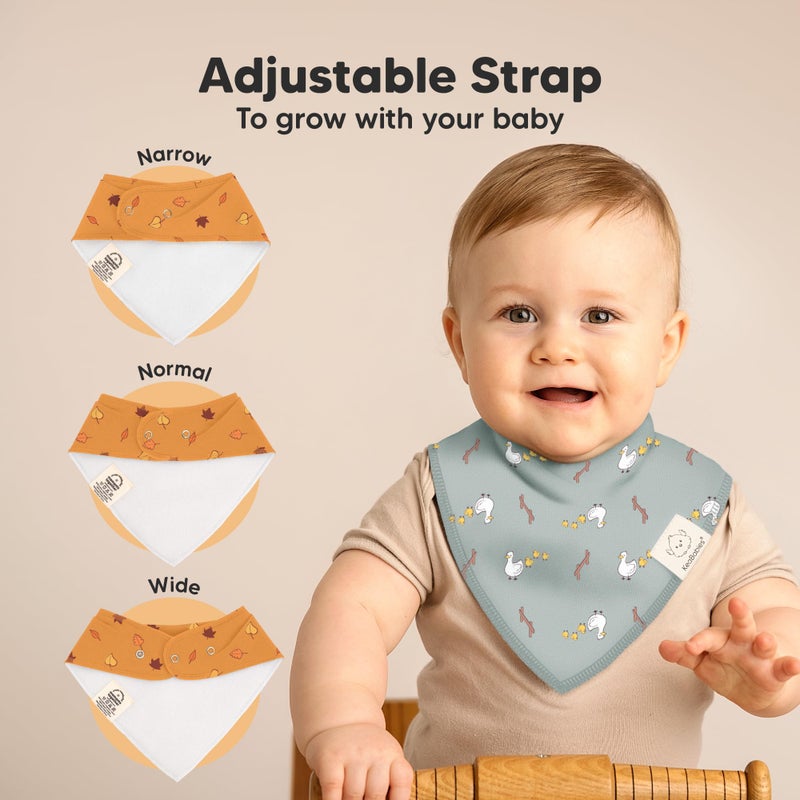 KeaBabies 8-Pack Organic Baby Bandana Bibs for Boys, Girls - Super Absorbent Triangle Baby Bibs for Drooling and Teething Infant, 100% Cotton Extra Soft for Newborn, Infant 0-36 Months (Countryside) - Image 3