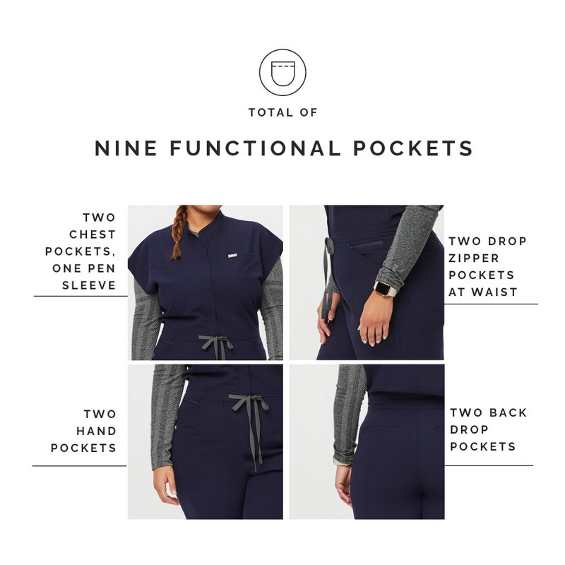 FIGS Women's Rafaela Cargo Jogger Scrubjumpsuit - Navy S - Image 4