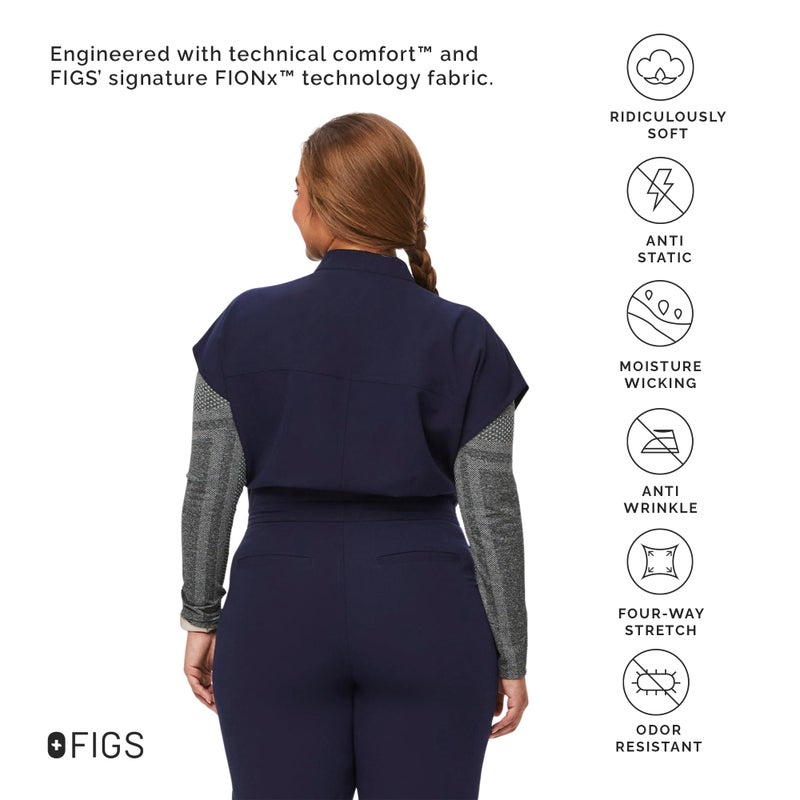 FIGS Women's Rafaela Cargo Jogger Scrubjumpsuit - Navy S - Image 3
