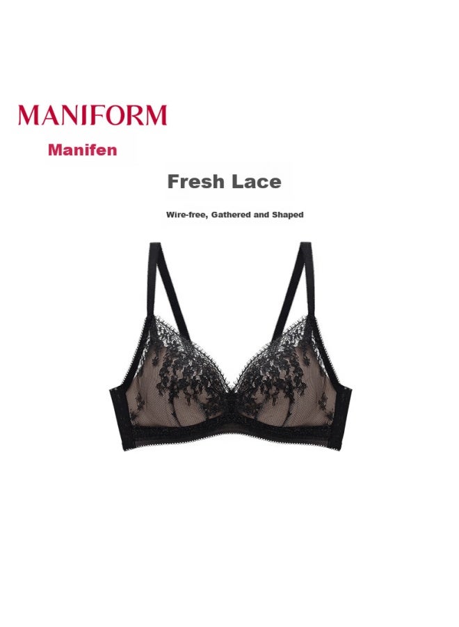 Manifen "in The Name Of Flowers Romantic Lingerie" Women's Thin Breathable Lace Premium Push-up Small Bust Enhancing Bra