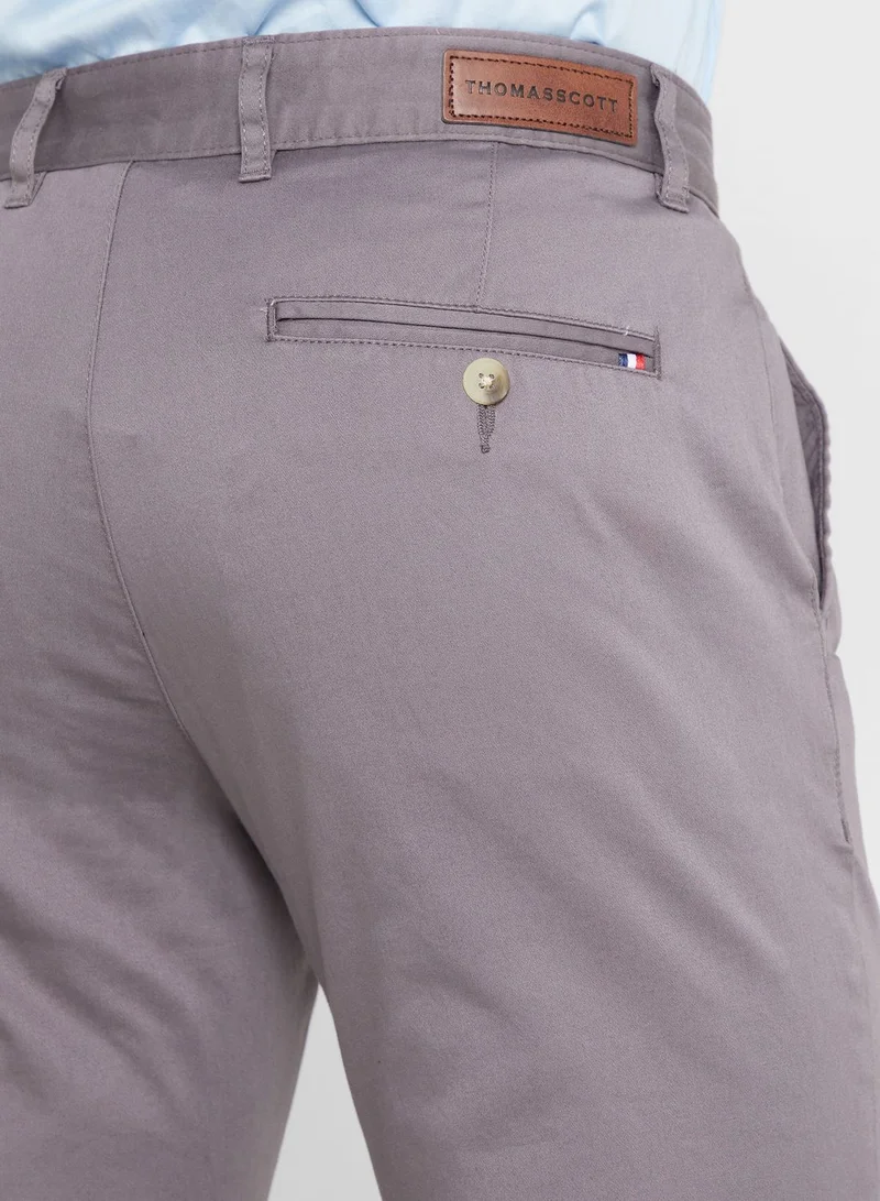 توماس سكوت Thomas Scott Men Grey Slim Fit Easy Wash Sustainable Chinos Trousers