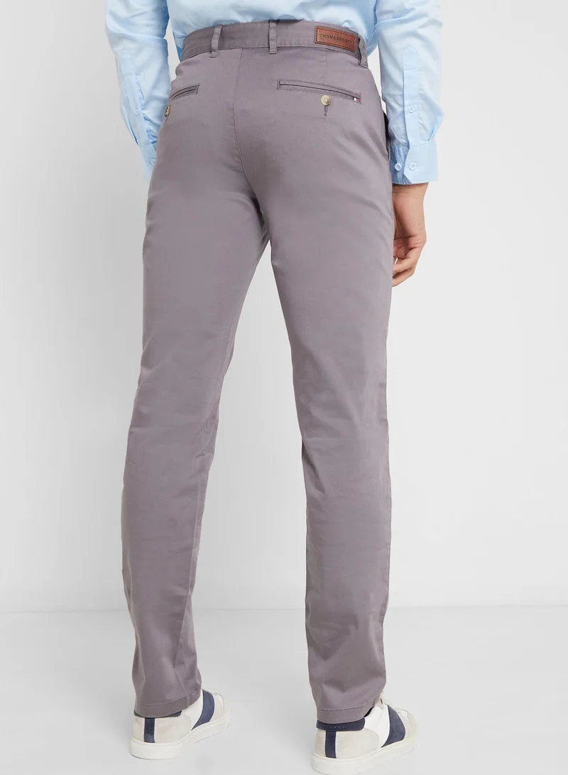 توماس سكوت Thomas Scott Men Grey Slim Fit Easy Wash Sustainable Chinos Trousers