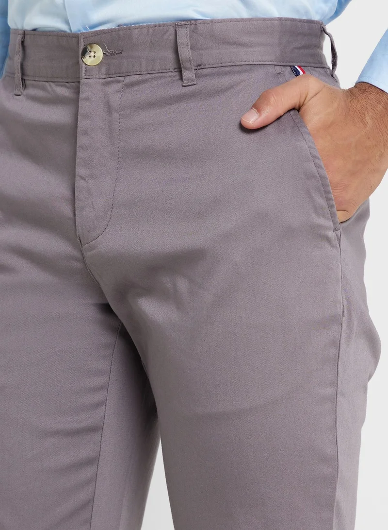 توماس سكوت Thomas Scott Men Grey Slim Fit Easy Wash Sustainable Chinos Trousers