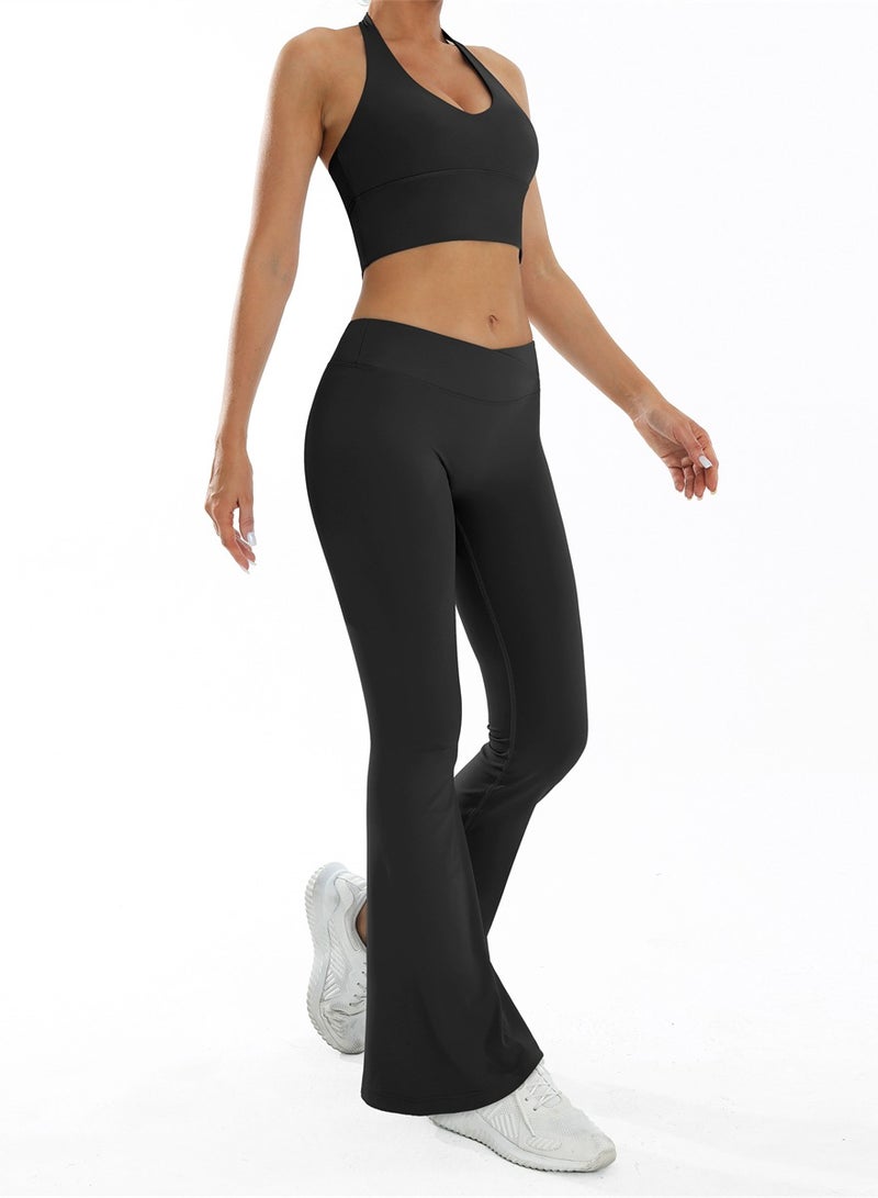 general Women 2PCS Sportswear Gym Workout Clothes Yoga Sets Sport Bra Push Up Flared Leggings Fitness Suits - Image 2