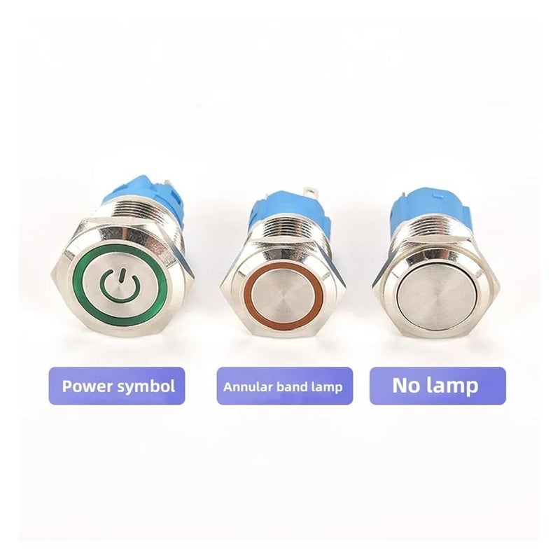 22 مم مفتاح ضغط معدني ذاتي القفل مع ضوء LED دائري أخضر مقاوم للماء 100-220 فولت - Image 5