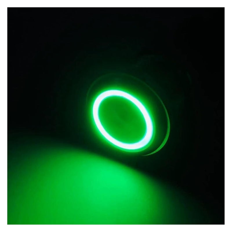 22 مم مفتاح ضغط معدني ذاتي القفل مع ضوء LED دائري أخضر مقاوم للماء 100-220 فولت - Image 3