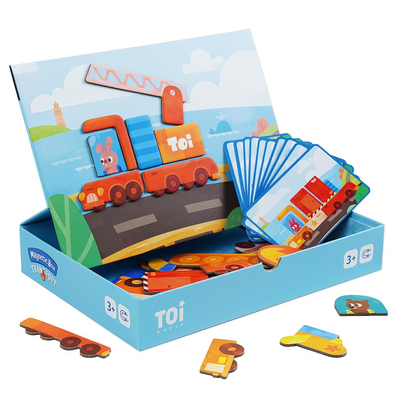 Toi Kids Magnet Toys Magnetic Jigsaw Puzzle Boxes with Game Board for Kids Ages 38 Preschool Tabletop Toy for Toddlers Portable Travel Game Vehicle - Image 3