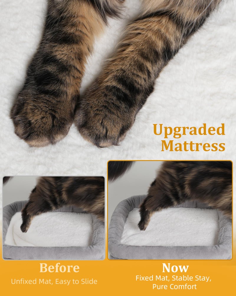 Aechonow Cat Tree Tower for Large Cat, Cat Bed House with Large Perch for Adult Cats, 20 * 16.5 Inch Big Platform for Indoor with Super Cozy Mat, Large Condo with Scratching Post, Light Gray - Image 3