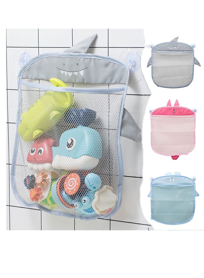 3pcs Baby Bathroom Mesh Bag for Bath Toys Bag Kids Basket for Toys Net Cartoon Animal Shapes With Strong Suction Cup Hook - Image 1