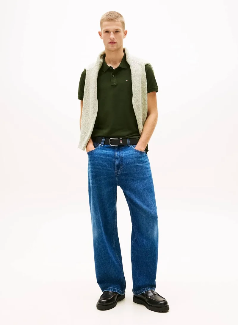 TOMMY JEANS  Tommy Flag Slim Fit Pique Polo Shirt for Men | Best Price UAE