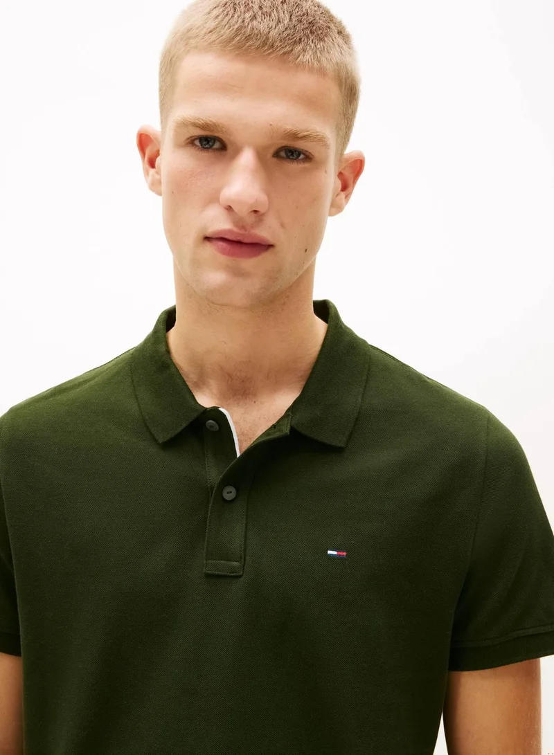 TOMMY JEANS  Tommy Flag Slim Fit Pique Polo Shirt for Men | Best Price UAE