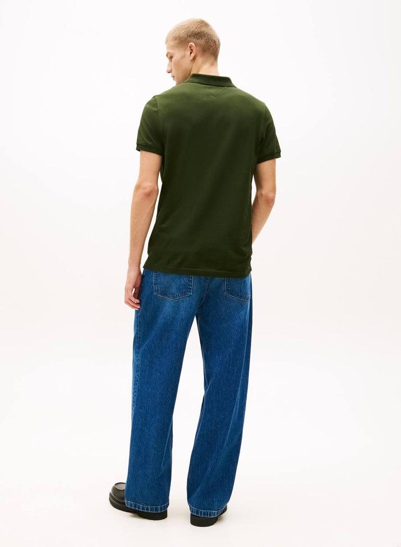 TOMMY JEANS Tommy Flag Slim Fit Pique Polo Shirt - Image 3