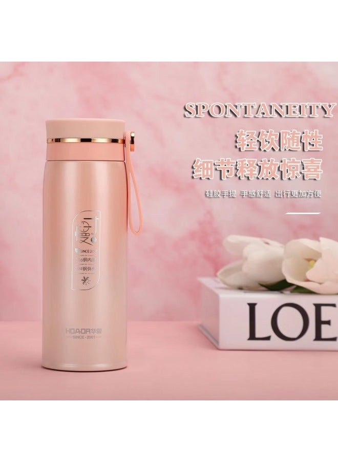 Huaxiang Thermos Cup For Students, Simple And Portable, Girly Style Pocket Water Cup, 316 Stainless Steel Tea Cup Style