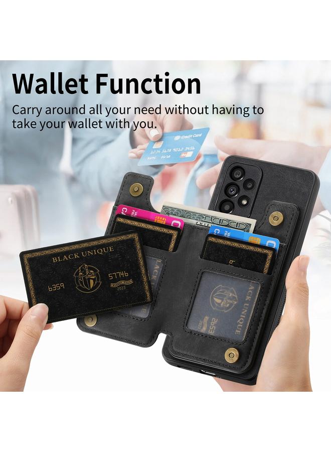 S-TOP Case For Samsung Galaxy A71 Retro Leather Zipper Wallet Back Phone Case - Image 5