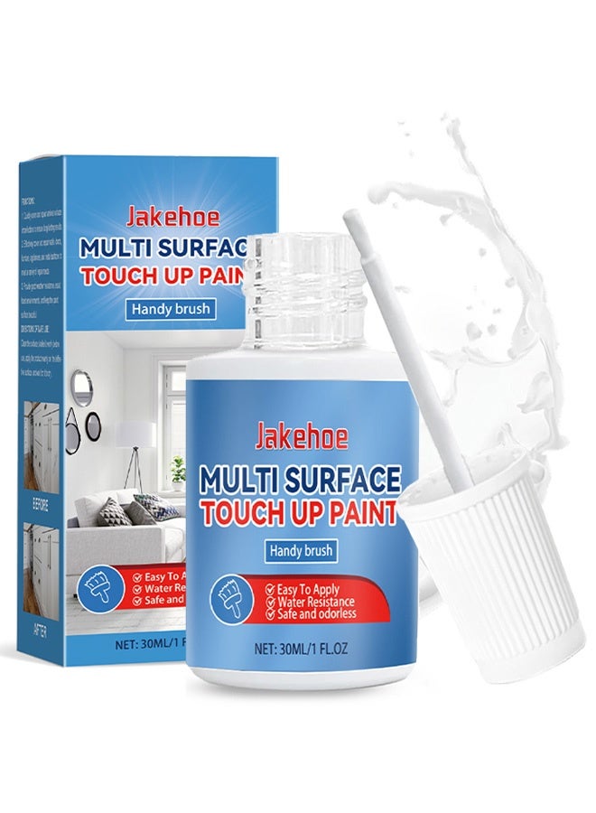Jakehoe Multi Surface Touch Up Paint, White Touch Up Paint, Multi Surface Touch Up Paint Pen, Quickly Repairs for House Minor Chips, Walls, Wood, Interior and Exterior Satin Enamel Paint 30ml - Image 1