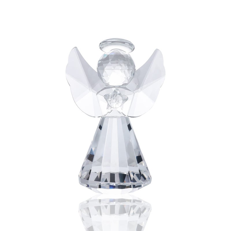 Movdyka Crystal Guardian Angel Collectible Ornaments Glass Angel Figurine Decor for Home Handmade Praying Christmas Memorial Sympathy Keepsake Gifts for Women Clear
