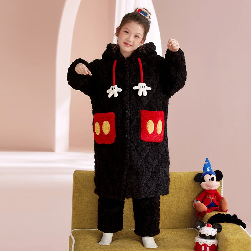 Girls' Pajamas For , Fleece-Lined And Thickened, Coral Fleece Children'S Three-Layer Quilted Bathrobe, Long Bathrobe For Older Girls - Image 5