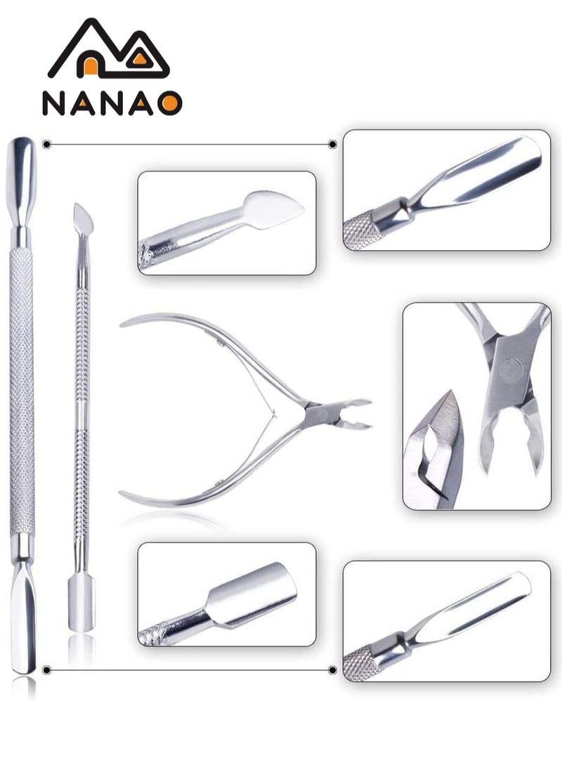NANAO Stainless Steel Nail Cuticle Pusher Spoon Remover Cutter - Set of 3 Pieces  - Image 3