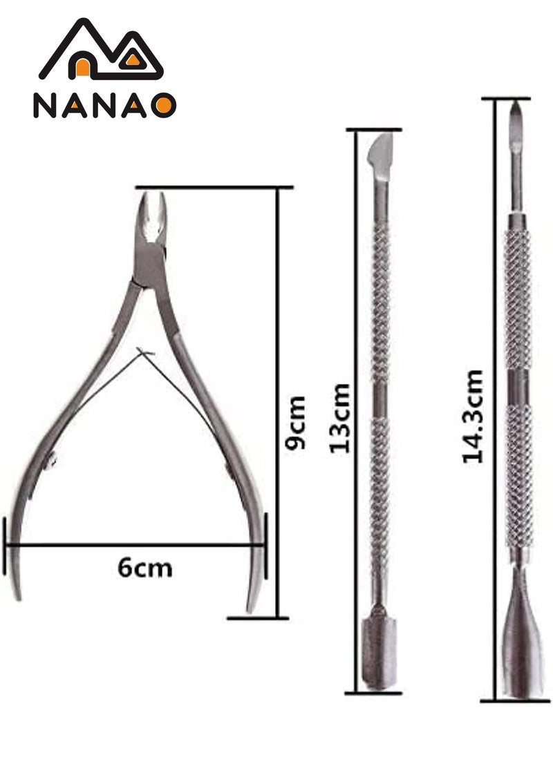 NANAO Stainless Steel Nail Cuticle Pusher Spoon Remover Cutter - Set of 3 Pieces  - Image 5