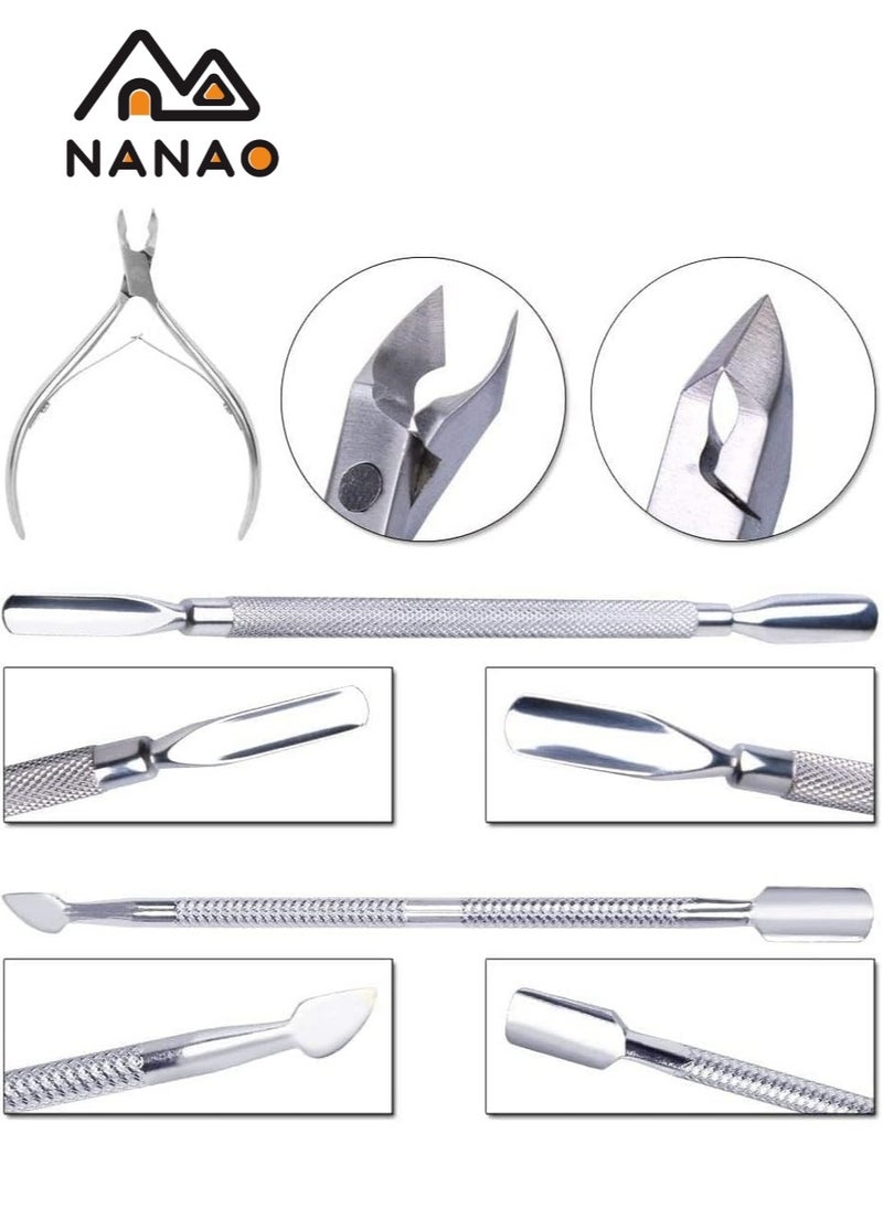 NANAO Stainless Steel Nail Cuticle Pusher Spoon Remover Cutter - Set of 3 Pieces  - Image 4