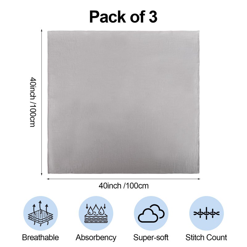 Arnzion 3 Pack Muslin Swaddle Blankets (40x40in) - Ultra Soft Breathable Wraps for Newborn Swaddling, Nursing, and Toddler Playtime, Unisex Design - Image 4