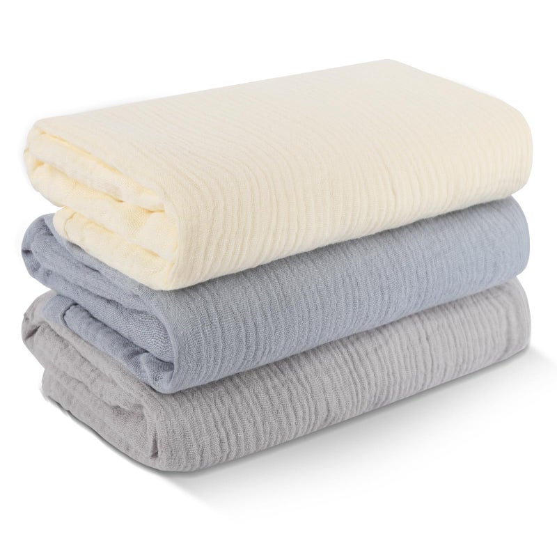 Arnzion 3 Pack Muslin Swaddle Blankets (40x40in) - Ultra Soft Breathable Wraps for Newborn Swaddling, Nursing, and Toddler Playtime, Unisex Design - Image 1