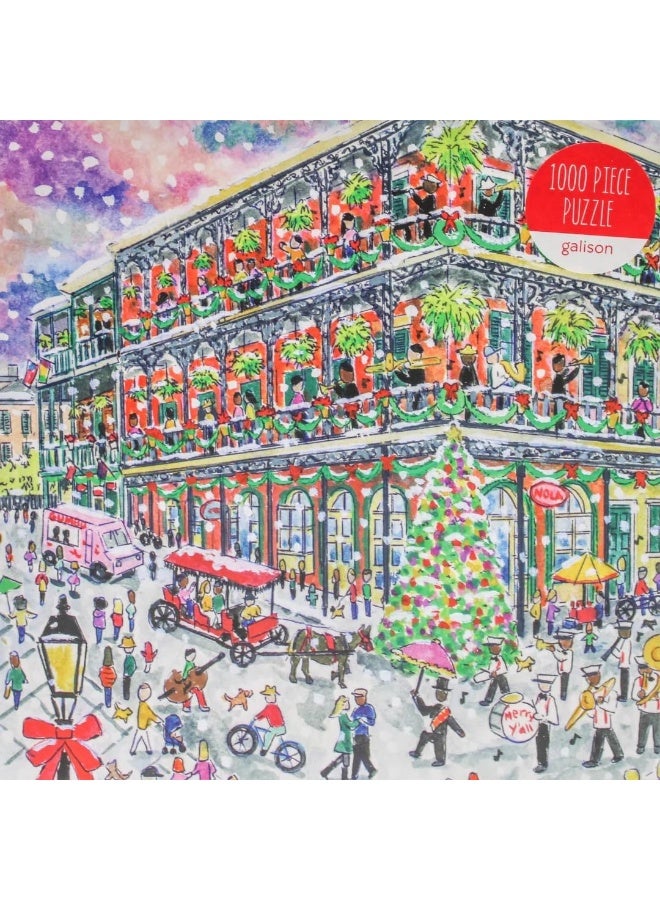 Galison Michael Storrings Christmas in New Orleans 1000 Piece Puzzle with Square Box 