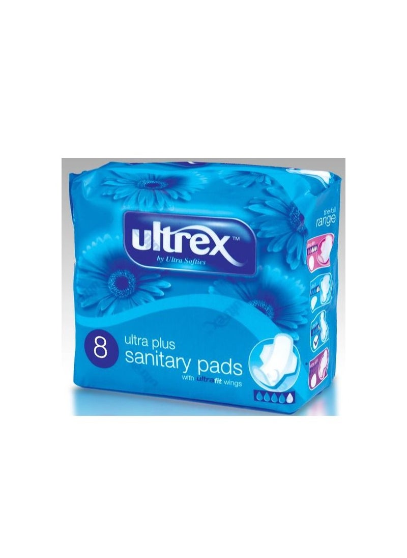ultrex - Ultra Plus Sanitary Pads with Wings, Pack of 8 - Image 1