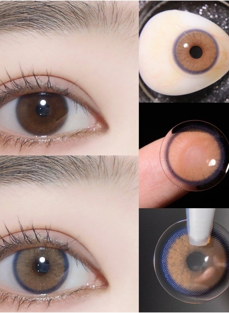 Unibling Neala Brown Yearly Colored Contact Lenses, Unisex Cosmetic Contact Lenses, Enlargement Collection, Light Brown, With Case  - Image 5