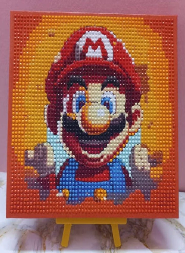 مجموعة الرسم على الألماس للأطفال لتنمية مهارات التركيز والصبر، وتحسين التنسيق البصري 20 × 20 سم (سوبر ماريو)