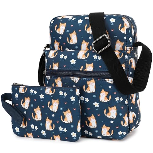 Leaper Cute Cat Messenger Bag Small Crossbody Bag and Purse Set for Women (SD15-Dark Blue) - Image 3