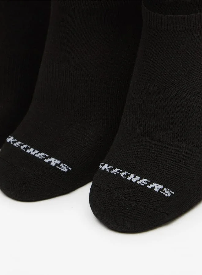 سكيتشرز جوارب نسائية بطول الكاحل بطبعة شعار - عبوة من  قطع