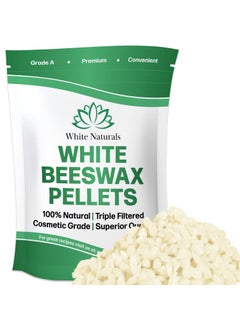 White Naturals White Beeswax Pellets 1 lb 16 oz Pure Natural Cosmetic Grade Bees Wax Pastilles Triple Filtered Great For DIY Lip Balms Lotions Candles