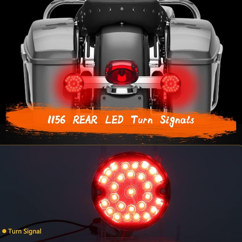 MotoParAcc 1157 Front 1156 Rear LED Turn Signals - 4Pcs Smoked Lens for Harley Motorcycles - Image 5