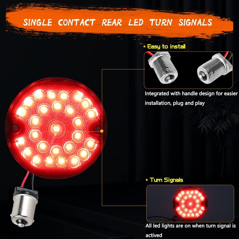 MotoParAcc 1157 Front 1156 Rear LED Turn Signals - 4Pcs Smoked Lens for Harley Motorcycles - Image 3