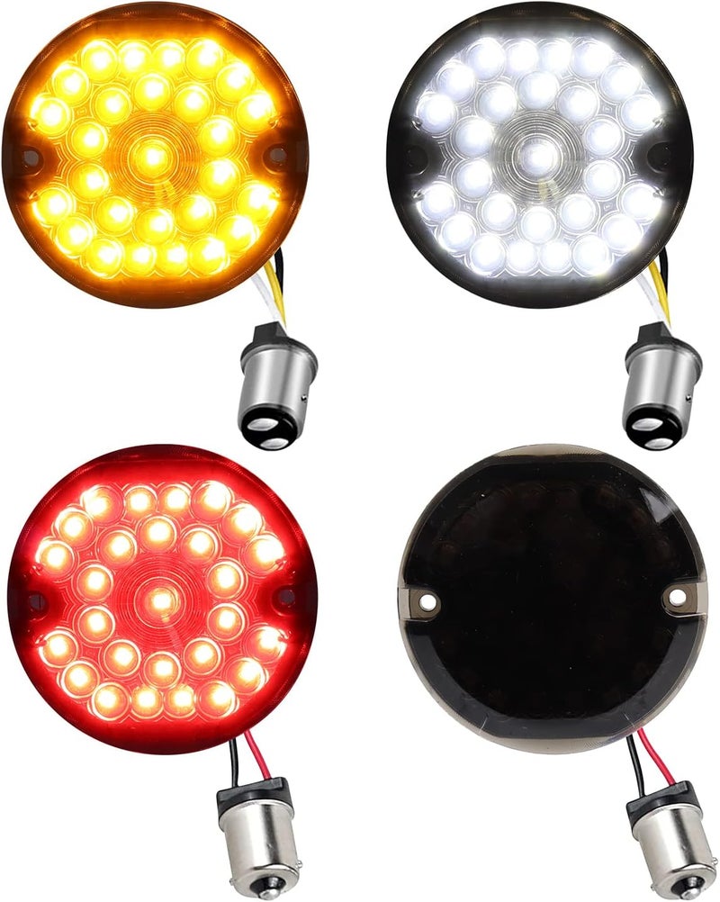 MotoParAcc 1157 Front 1156 Rear LED Turn Signals - 4Pcs Smoked Lens for Harley Motorcycles - Image 1