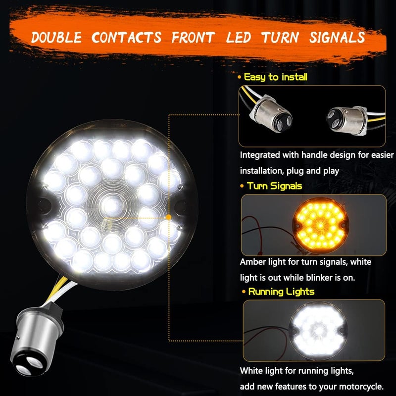 MotoParAcc 1157 Front 1156 Rear LED Turn Signals - 4Pcs Smoked Lens for Harley Motorcycles - Image 2