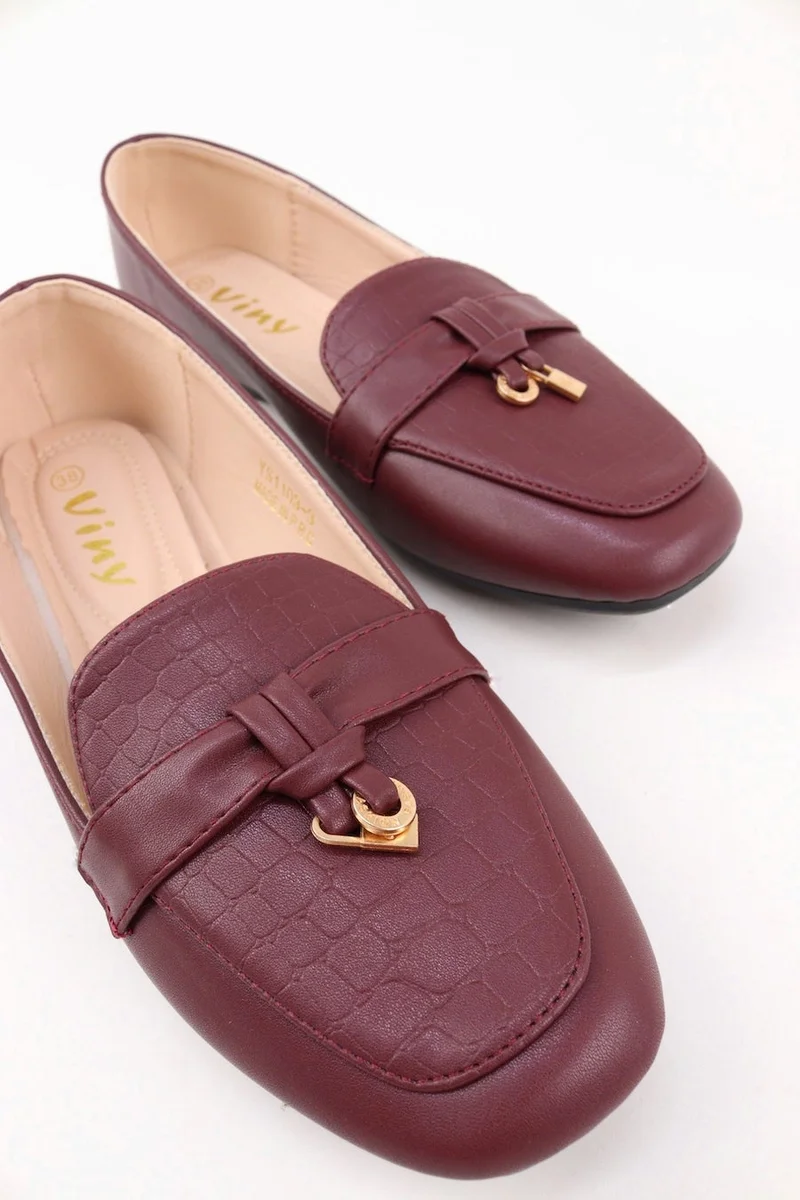 Viny MAROON VINY Women's Loafer Ballet Flats – Comfortable Slip-On Flat Shoes, Lightweight Casual Office & Everyday Walking Shoes for Women | Best Price UAE