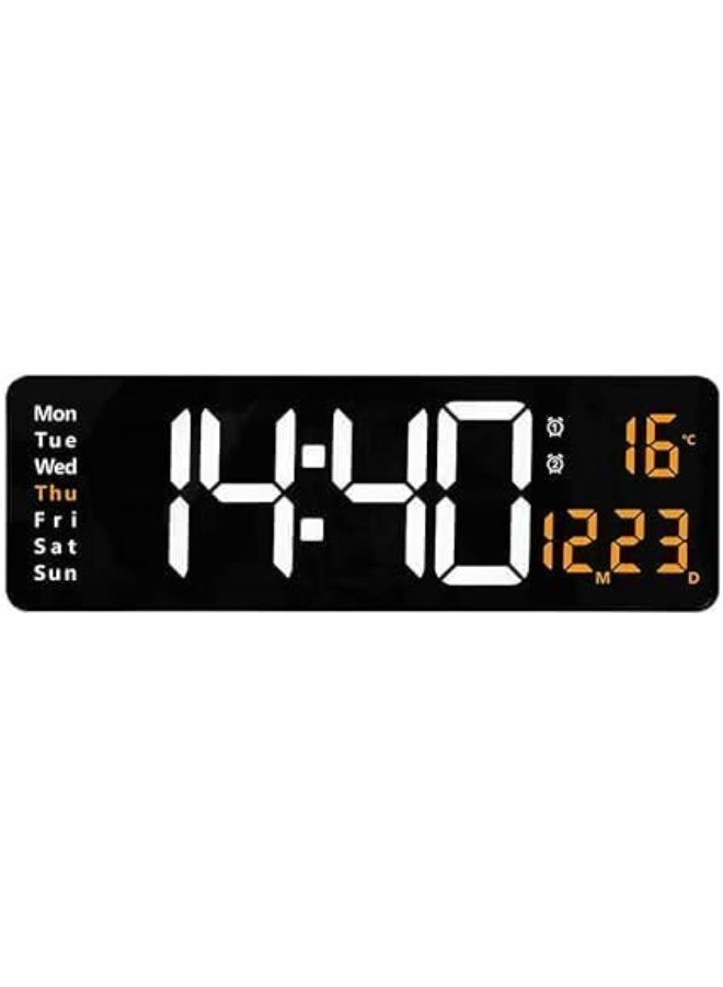CAZADORA 6626 | 16″ / 40 cm Digital Wall Clock Large LED Display – 3 Bright Colors (Orange, Green, Red) – Remote Control Included – Auto-Dim Night Mode – Displays Time, Date, Day & Temperature – Also Available in 13″ (33 cm) – Accurate Quartz Movement for Reliable Timekeeping in Any Room – Perfect for Home, Office, Gym, Classroom or Kitchen – Easy Wall Mount – Plug‑in Power Adapter – Selectable °C/°F – Sleek Modern Design – Ideal Gift – Energy‑Saving LED – High Visibility from Distance – User‑Friendly Controls – Durable Build – 12/24‑Hour Format - Image 1
