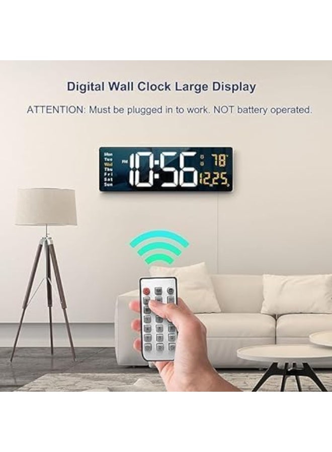 CAZADORA 6626 | 16″ / 40 cm Digital Wall Clock Large LED Display – 3 Bright Colors (Orange, Green, Red) – Remote Control Included – Auto-Dim Night Mode – Displays Time, Date, Day & Temperature – Also Available in 13″ (33 cm) – Accurate Quartz Movement for Reliable Timekeeping in Any Room – Perfect for Home, Office, Gym, Classroom or Kitchen – Easy Wall Mount – Plug‑in Power Adapter – Selectable °C/°F – Sleek Modern Design – Ideal Gift – Energy‑Saving LED – High Visibility from Distance – User‑Friendly Controls – Durable Build – 12/24‑Hour Format - Image 4
