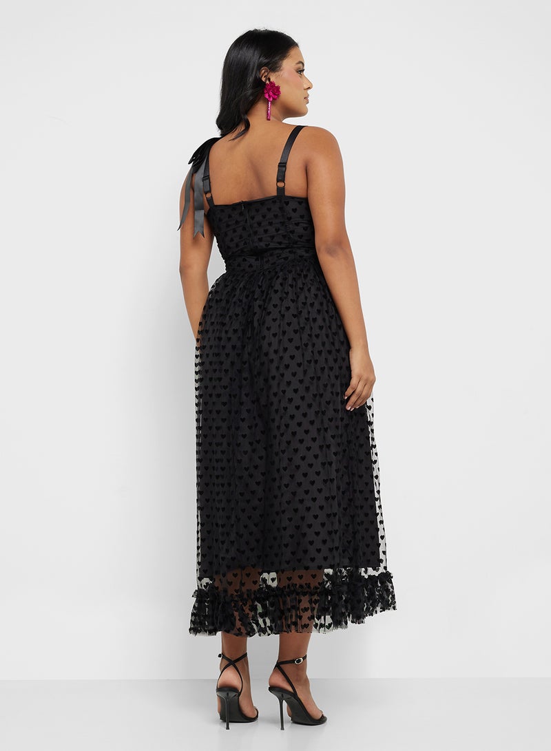 Heart Tulle Midi Dress
