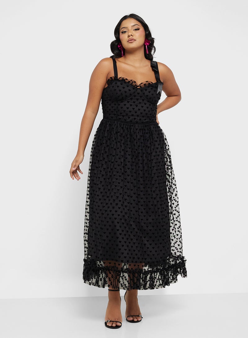 Heart Tulle Midi Dress