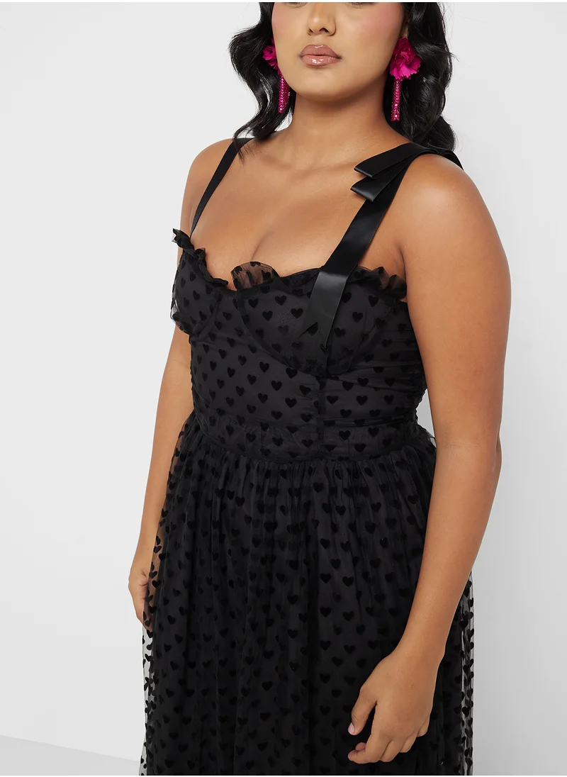 Ella Plus Polka Dot Dress With Ribbon Details