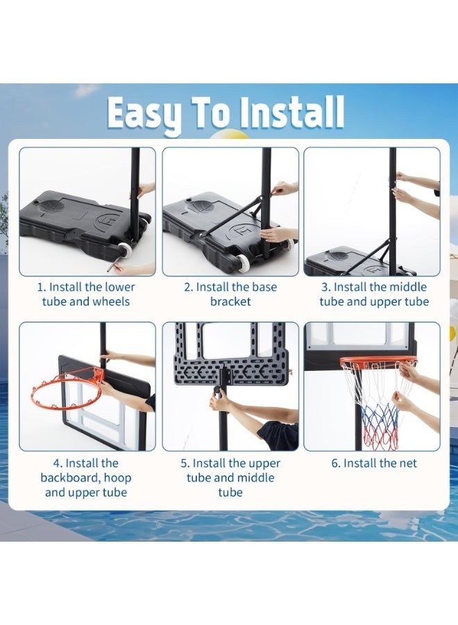 WALALLA Kids Adjustable Basketball Hoop Height 145-210 cm,Portable Basketball Goals for Kids Teenagers Youth and Adults with Stand and Backboard Wheels Fillable Base Great Indoor Outdoor Play - Image 3