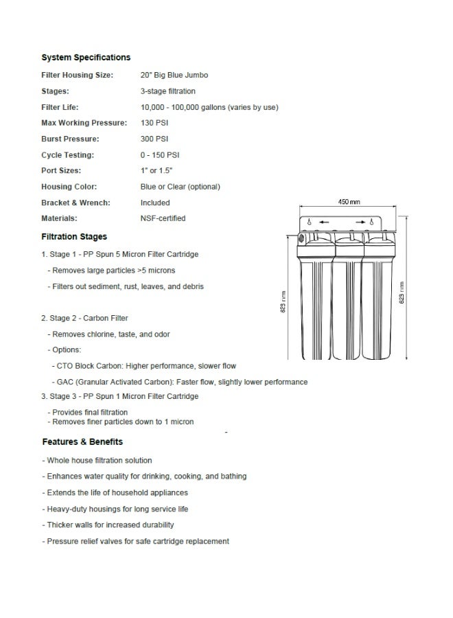Aqua Drop 3 Stage Big Blue Water Filter (Jumbo)  - Image 5
