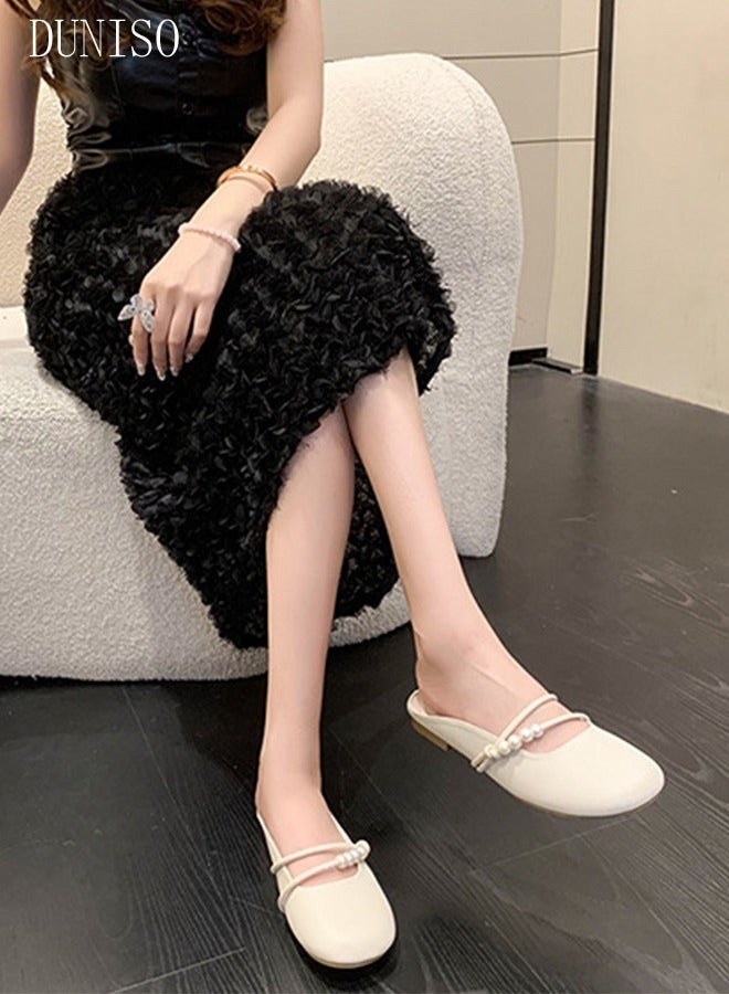 DUNISO Mule Slippers for Women Slingback Flat Pointed Mules Closed Toe Sandals Comfortable Women Slippers Backless Slip On Loafer Shoes - Image 4