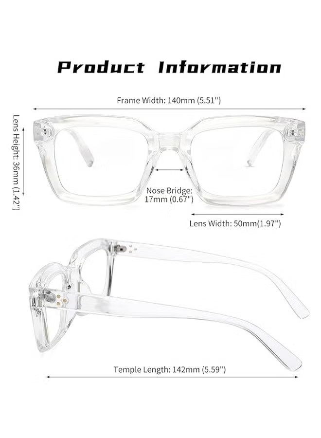 Happy D Classic unisex transparent lens glasses, 2-piece set of fashionable retro square thick-frame fake glasses, full-frame anti-blue light retro fashion simple frame glasses for travel and vacation - Image 2