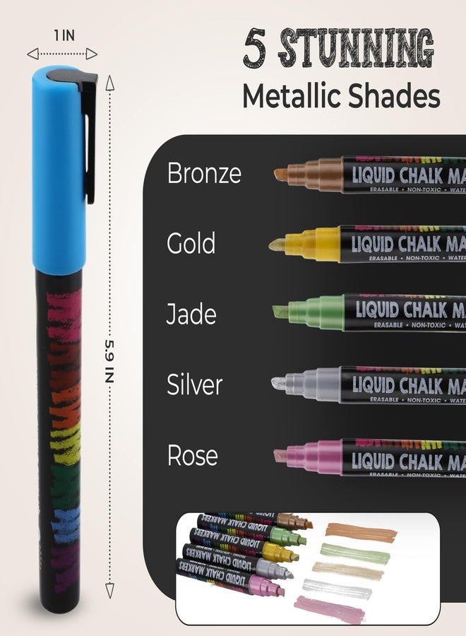 Bandle B. Chalk Markers - 24 Vibrant, Erasable, Non-Toxic, Water-Based, Reversible Tips. For Glass or Chalkboard Markers for Businesses, Restaurants, Liquid Chalk Marker (Vibrant 6mm) - Image 5